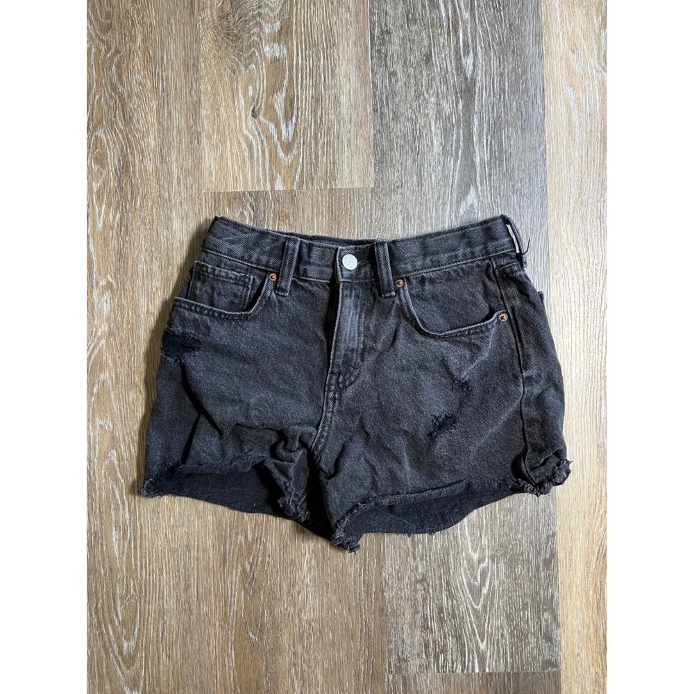 Old Navy Denim Shorts Girls 12 Black Excellent High Rise Distressed Frayed Hem